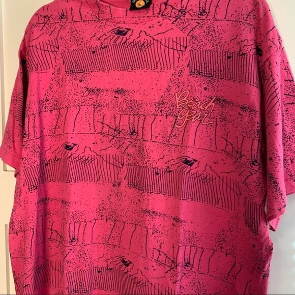 Vintage Y2K Beach Gear Pink T Shirt Size Large - Picture 3 of 8